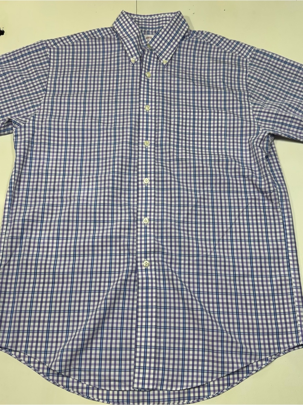 Brooks Brothers 346 Short Sleeve Non-Iron Plaid Shirt (Size M)